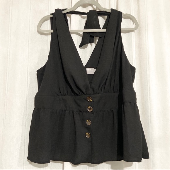 ASOS Tops - ASOS Black Plus Size Flirty Buttons Sleeveless Top